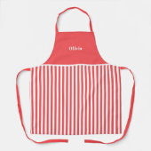 Personalised Red Stripe Pattern Apron. Schürze (Vorderseite)