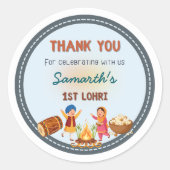 Personalised round Lohri-themed Sticker (Vorderseite)