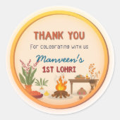 Personalised round Lohri-themed Sticker (Vorderseite)