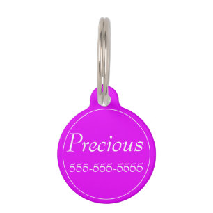 Personalised Round Pet Tag - Bright Pink Haustiermarke