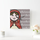 Personalised Russian Nesting Matryoshka Doll Quadratische Wanduhr (Zuhause)