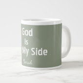 Personalised Sage Green Name God Is On My God Tea Jumbo-Tasse (Vorderseite Rechts)