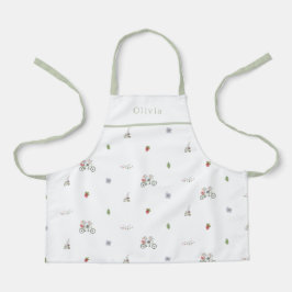 Personalised Spring Mice On A Bike Pattern Apron Schürze