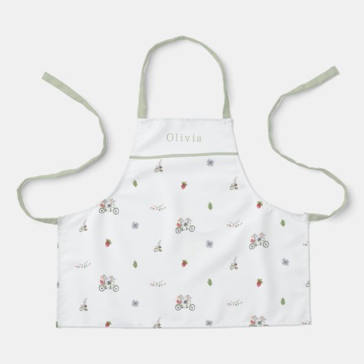 Personalised Spring Mice On A Bike Pattern Apron Schürze (Vorderseite)