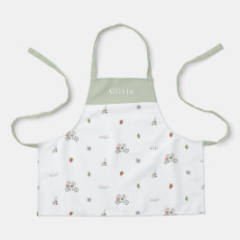 Personalised Spring Mice On A Bike Pattern Apron Schürze