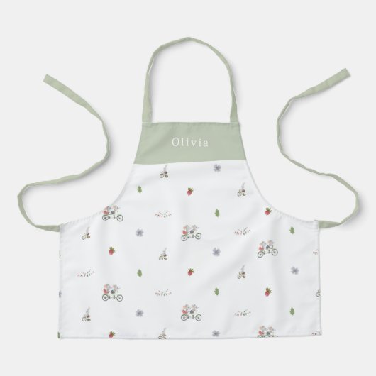 Personalised Spring Mice On A Bike Pattern Apron Schürze (Vorderseite)