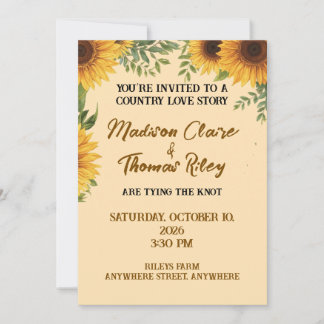 Personalised Sunflower Wedding Invitation | Rustic Einladung