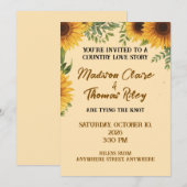 Personalised Sunflower Wedding Invitation | Rustic Einladung (Vorne/Hinten)