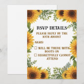 Personalised Sunflower Wedding RSVP Card | Rustic Einladung (Vorne/Hinten)