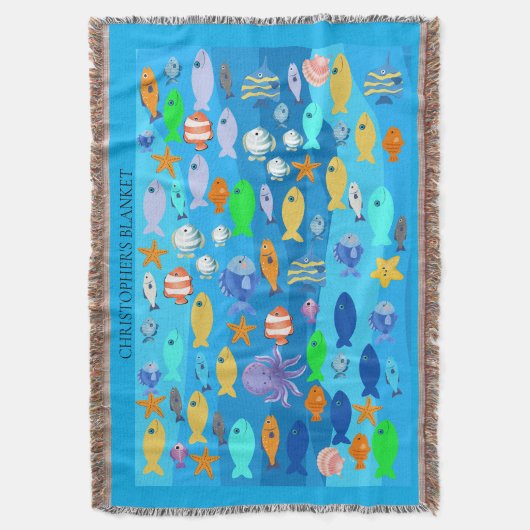 Personalised Throw - Fish Design  Decke (Vorderseite Vertikal)