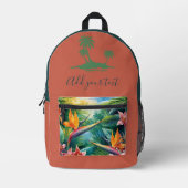 Personalised Tropical Backpack – Custom Name text  Bedruckter Rucksack (Vorderseite)