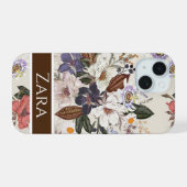 Personalised Tropical Floral Symphony iPhone 15 Hülle (Rückseite (Horizontal))