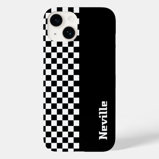 Personalised Two-Tone Checkerboard Case-Mate iPhone Hülle (Rückseite)