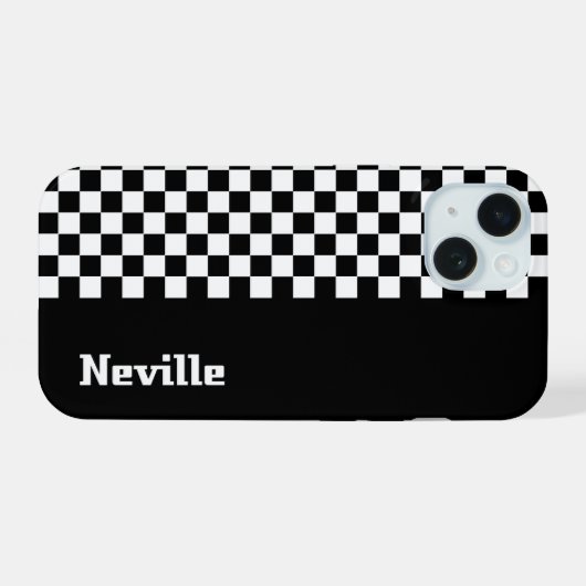 Personalised Two-Tone Checkerboard iPhone 15 Hülle (Rückseite (Horizontal))