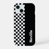 Personalised Two-Tone Checkerboard iPhone 15 Hülle (Rückseite)