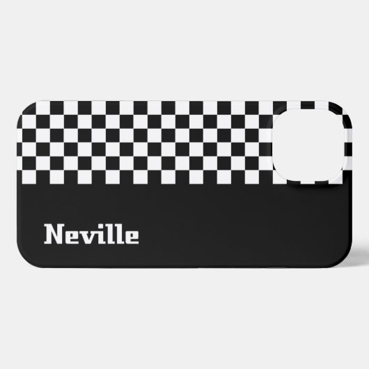 Personalised Two-Tone Checkerboard iPhone Hülle (Rückseite (Horizontal))