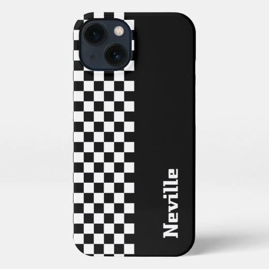Personalised Two-Tone Checkerboard iPhone Hülle (Rückseite)