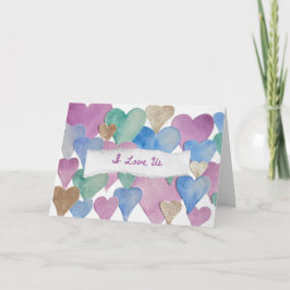 Personalised Watercolour Heart ‘I Love Us’ Card Feiertagskarte