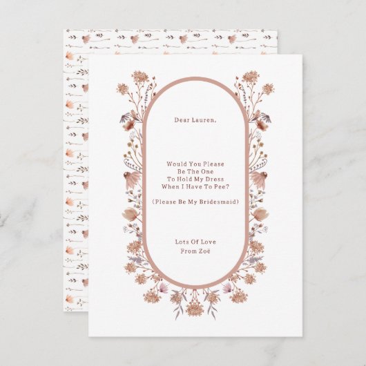 Personalised Wedding Be My Bridesmaid Invitation. Postkarte (Vorne/Hinten)