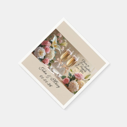 Personalised Wedding Napkins-Happily Ever After Serviette (Ecke)