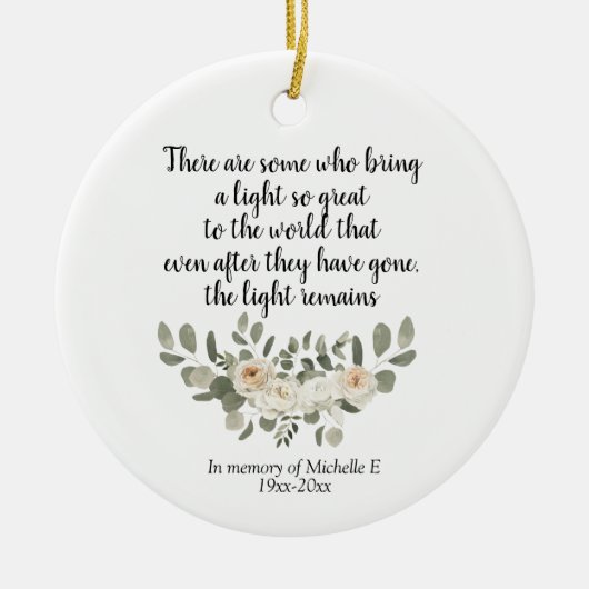 Personalised White Floral Memorial Quote Keramik Ornament (Vorne)