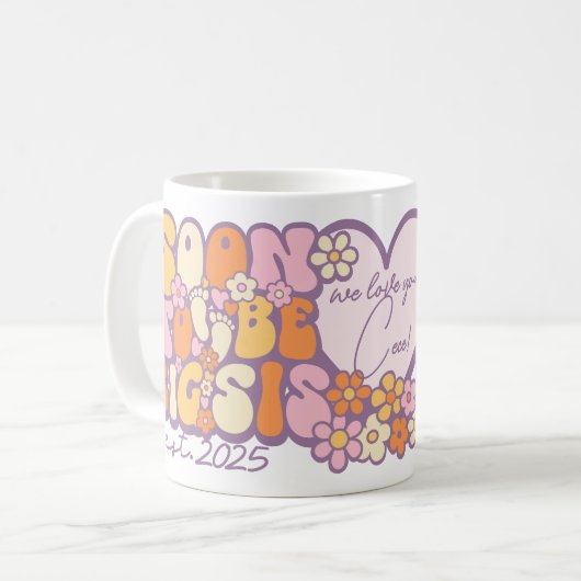 Personalisierbar "Bald zu groß Sis, Est. 2025 Kaffeetasse (Vorderseite Links)