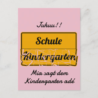 personalisierbar Einschulung mit Schultasche Postkarte
