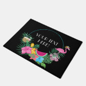 Personalisierbar Flamingo Hawai Fußmatte (Schrägansicht)