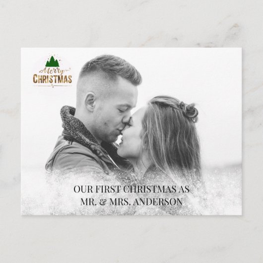 Personalisierbar Foto Karte Schneeflocken (Vorderseite)