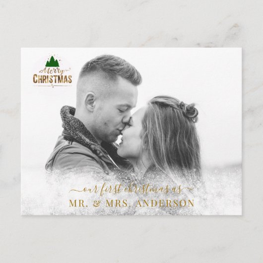 Personalisierbar Foto Karte Schneeflocken (Vorderseite)