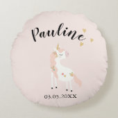 Personalisierbar Geburt Rundes Kissen (Vorderseite)