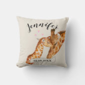 Personalisierbar Giraffe Mama & Baby Name Kissen (Vorderseite)
