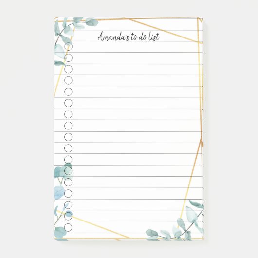 Personalisierbar Greenery liniert Post-it Klebezettel (Vorderseite)