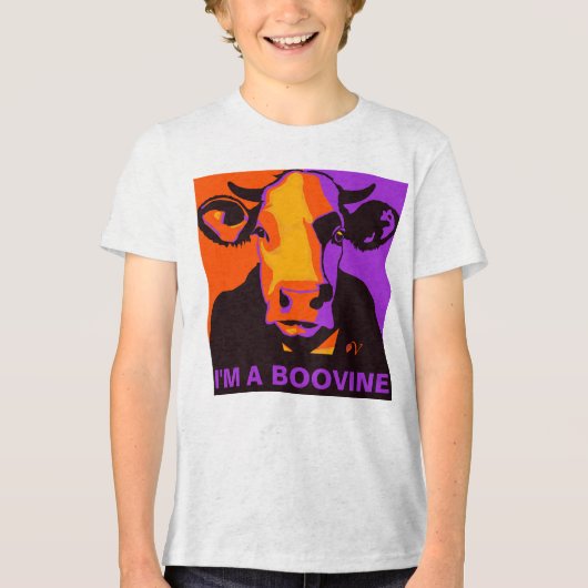 Personalisierbar! Halloween Boovine Pop Art Cow Ts Tri-Blend Shirt (Vorderseite)