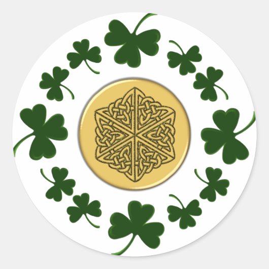 PERSONALISIERBAR! Kleeblätter - Gold Irish Celtic Runder Aufkleber (Vorderseite)