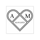 Personalisierbar Monogramm Herz Gummistempel (Prägung)