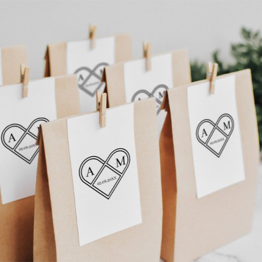 Personalisierbar Monogramm Herz Gummistempel