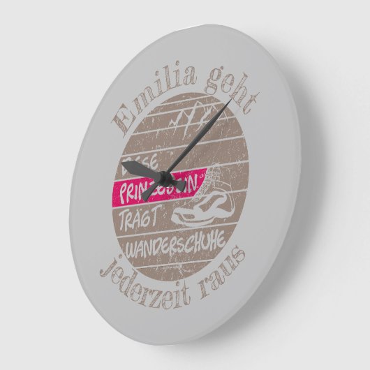 personalisierbar Name Prinzessin Wanderschuhe Große Wanduhr (Winkel)