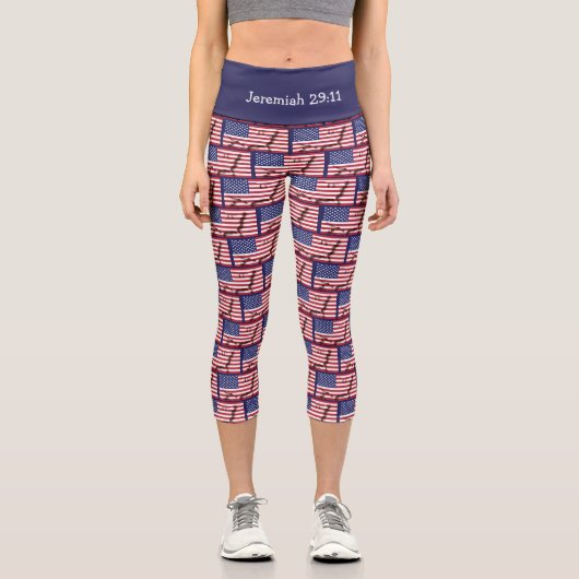 Personalisierbar | Patriotisch | USA AMERICAN FLAG Capri Leggings (Vorderseite)