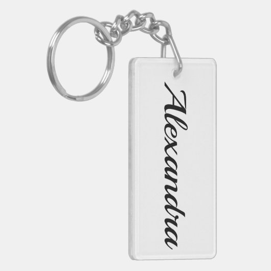 personalisierbar Vorname Alexandra schwarz weiß Schlüsselanhänger (Vorderseite links)