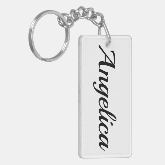 personalisierbar Vorname Angelica schwarz weiß Schlüsselanhänger (Vorderseite links)