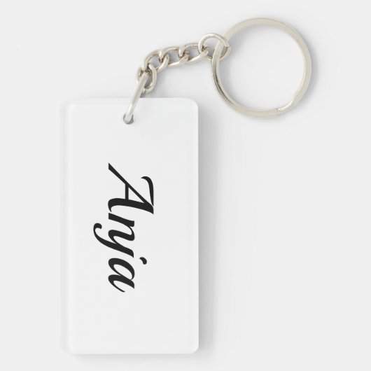 personalisierbar Vorname Anja schwarz weiß Schlüsselanhänger (Rückseite)