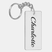 personalisierbar Vorname Charlotte schwarz weiß Schlüsselanhänger (Vorderseite links)