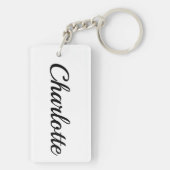 personalisierbar Vorname Charlotte schwarz weiß Schlüsselanhänger (Rückseite)