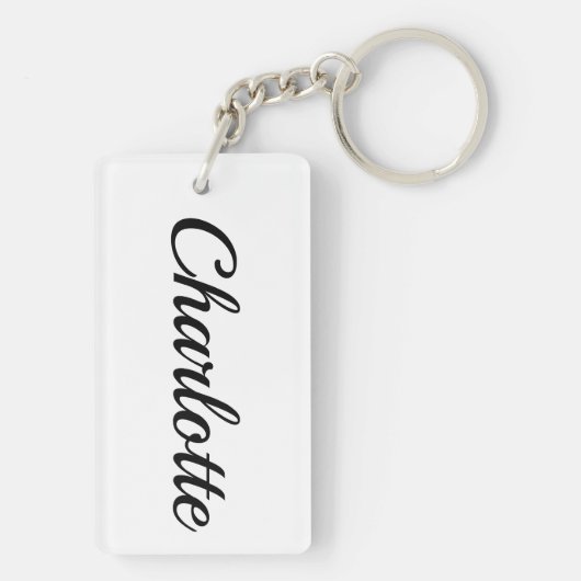 personalisierbar Vorname Charlotte schwarz weiß Schlüsselanhänger (Rückseite)