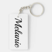 personalisierbar Vorname Melanie schwarz weiß Schlüsselanhänger (Rückseite)