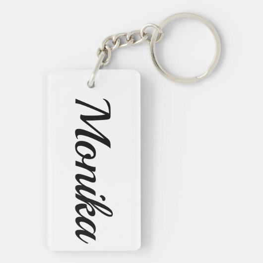 personalisierbar Vorname Monika schwarz weiß Schlüsselanhänger (Rückseite)
