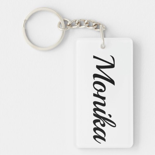 personalisierbar Vorname Monika schwarz weiß Schlüsselanhänger (Vorderseite)