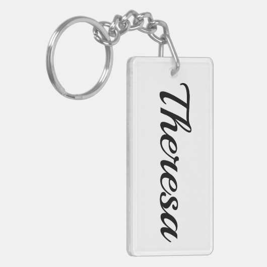 personalisierbar Vorname Theresa schwarz weiß Schlüsselanhänger (Vorderseite links)