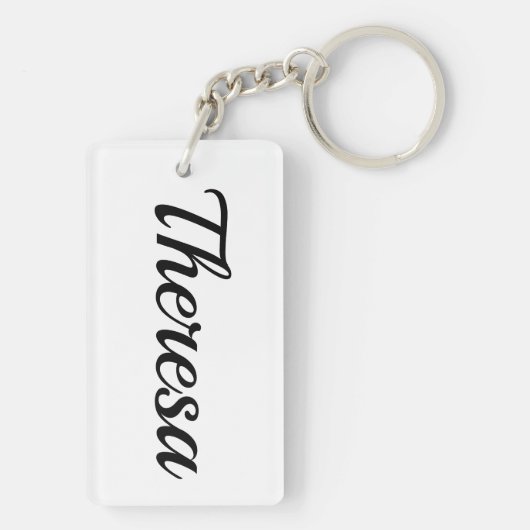 personalisierbar Vorname Theresa schwarz weiß Schlüsselanhänger (Rückseite)